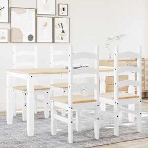 vidaXL 5 pcs conjunto de jantar Panama madeira pinho maci&ccedil;a branco