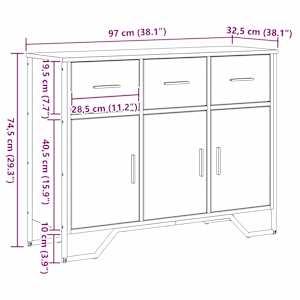 Servírovací skříň Artisanový dub 97 x 32,5 x 74,5 cm - obrázek 12