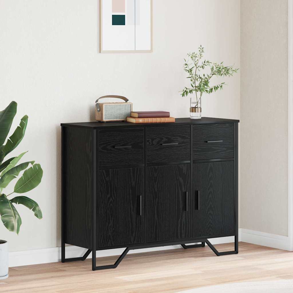 Aparador de Roble Negro 97x32.5x74.5 cm Madera MDF
