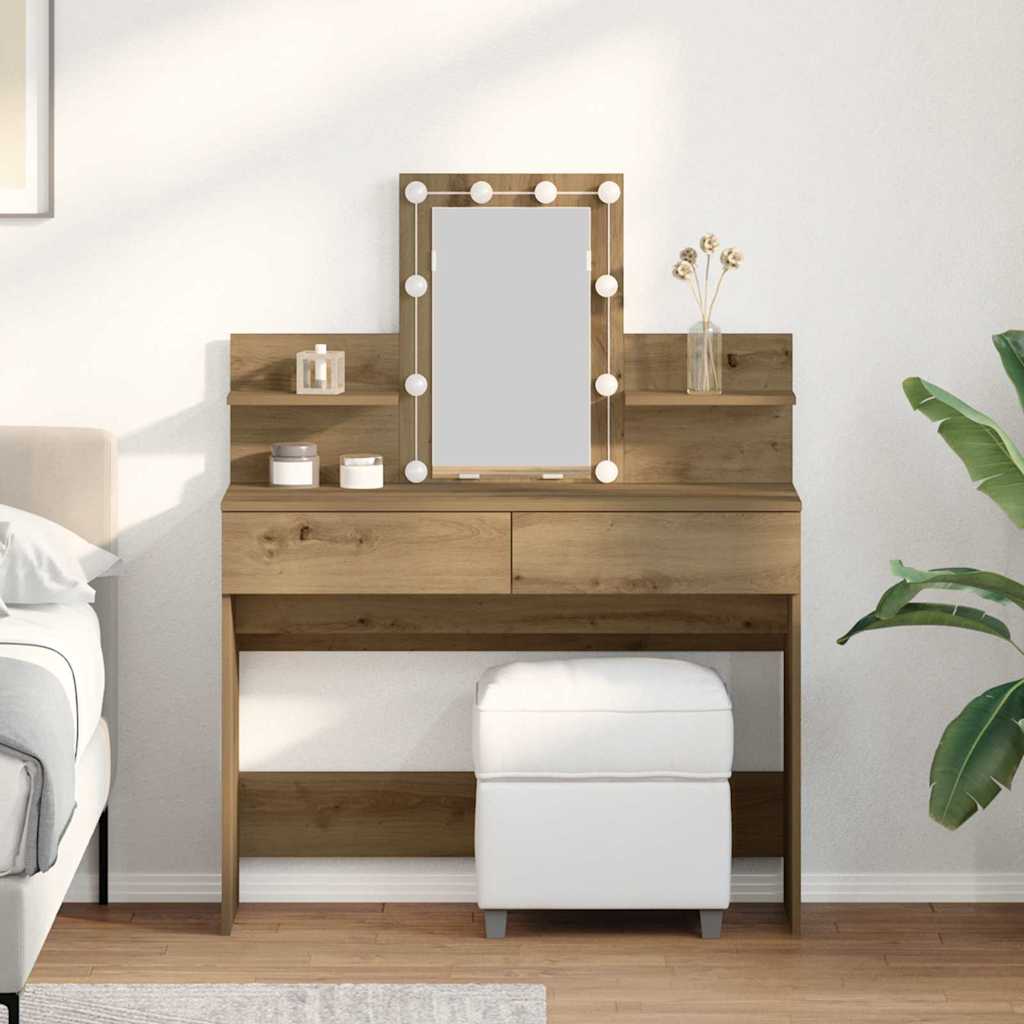 vidaXL Schminktisch Eiche handwerklich 100 x 40 x 130 cm Holzwerkstoff
