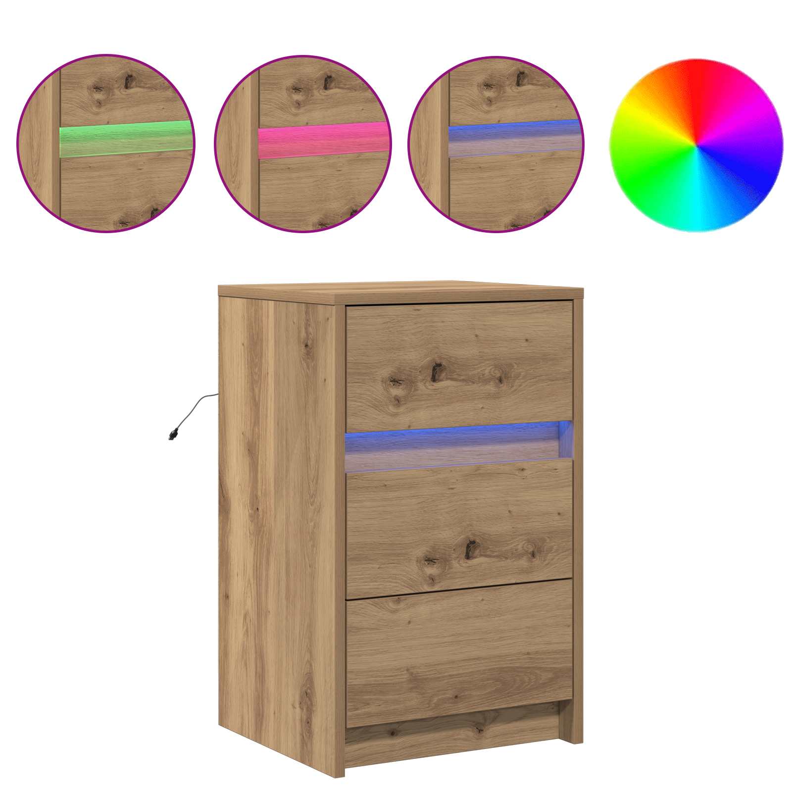 Yöpöytäkaappi artesaani tammi 38 x 34 x 61 cm Tekninen puu