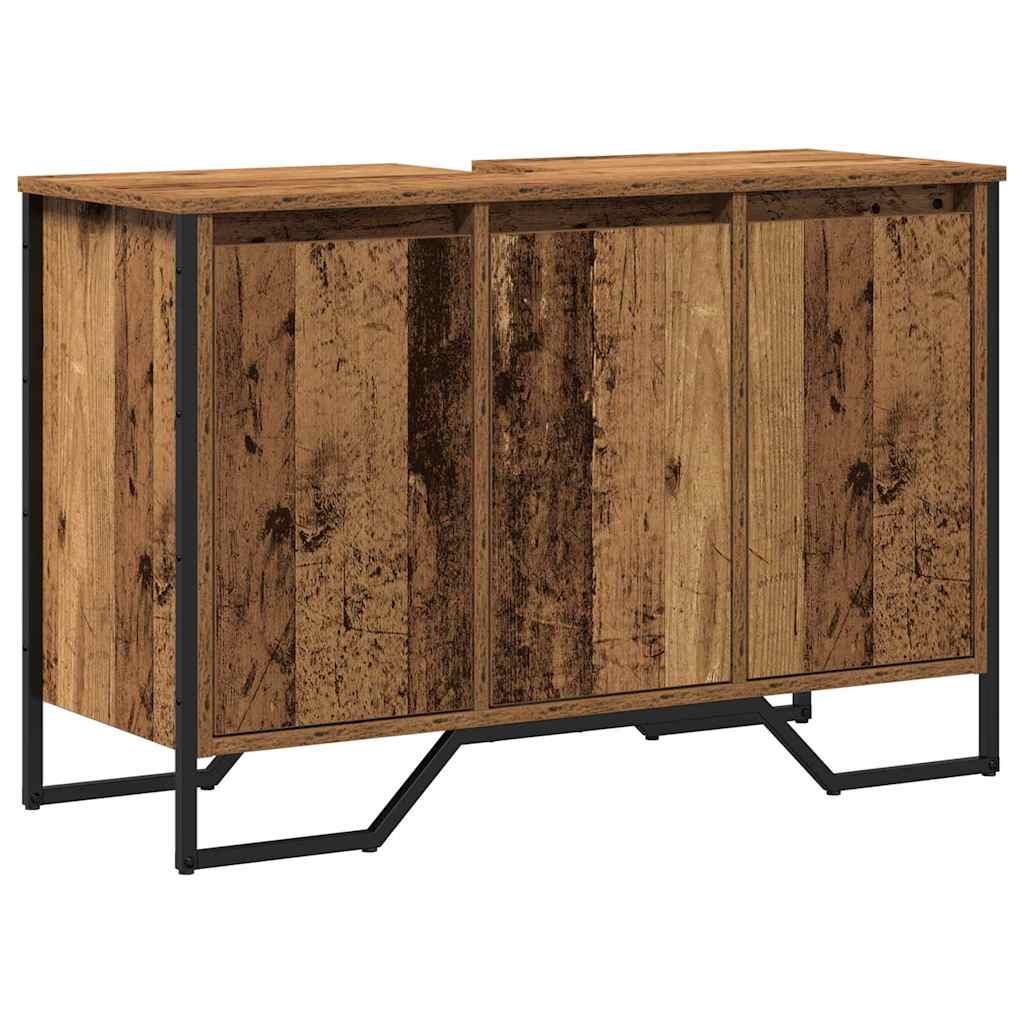 Kylpyhuoneen pesuallaskaappi Vanha puu 91x35x60 cm Käsitelty puu