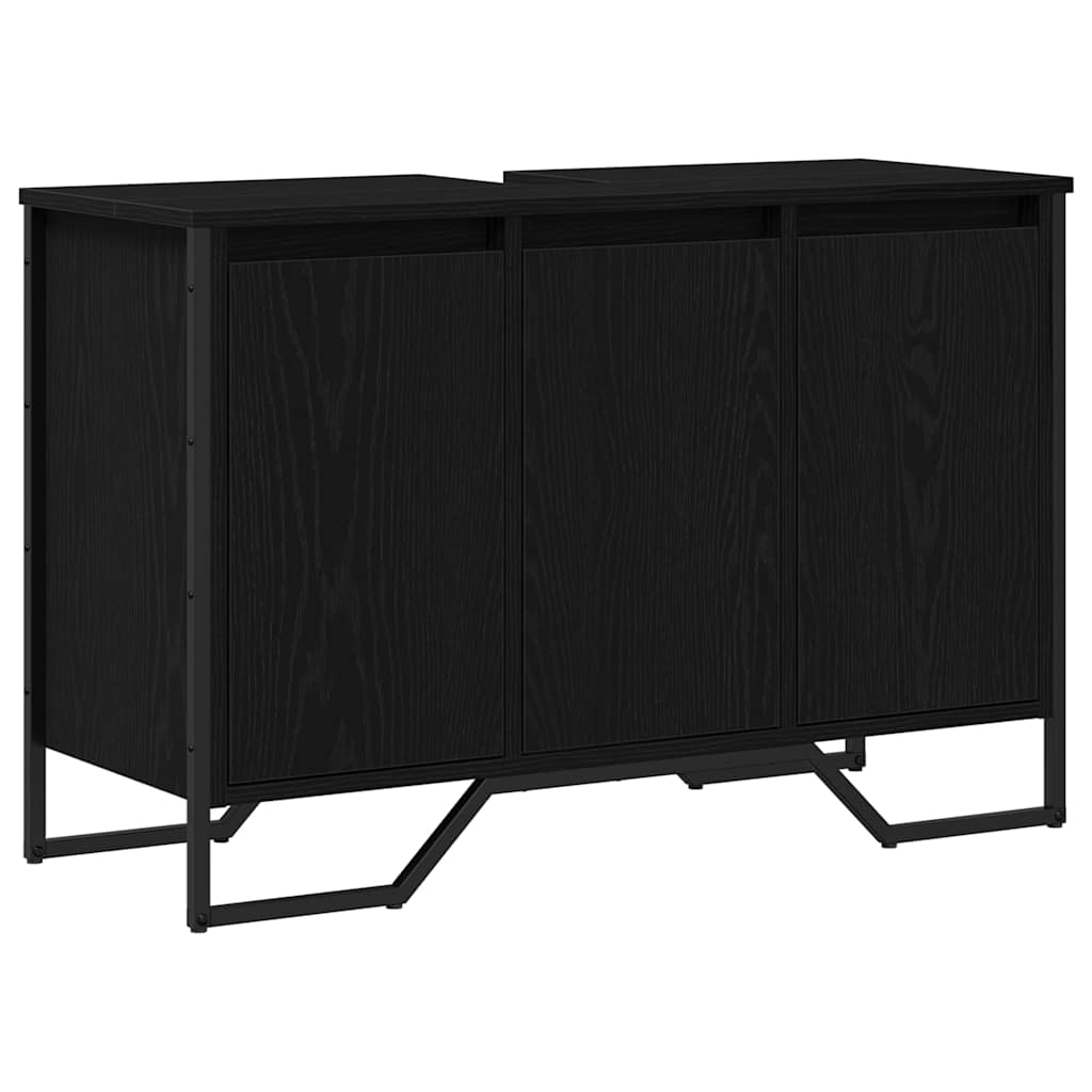 Kylpyhuoneen pesuallaskaappi Musta tammi 91x35x60 cm Tekninen puu