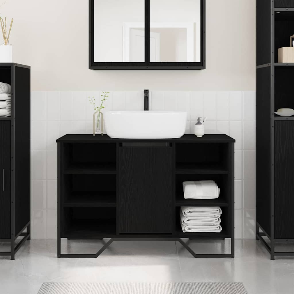 kylpyhuoneen pesualustakaappi musta tammi 91x35x60 cm tekninen puu