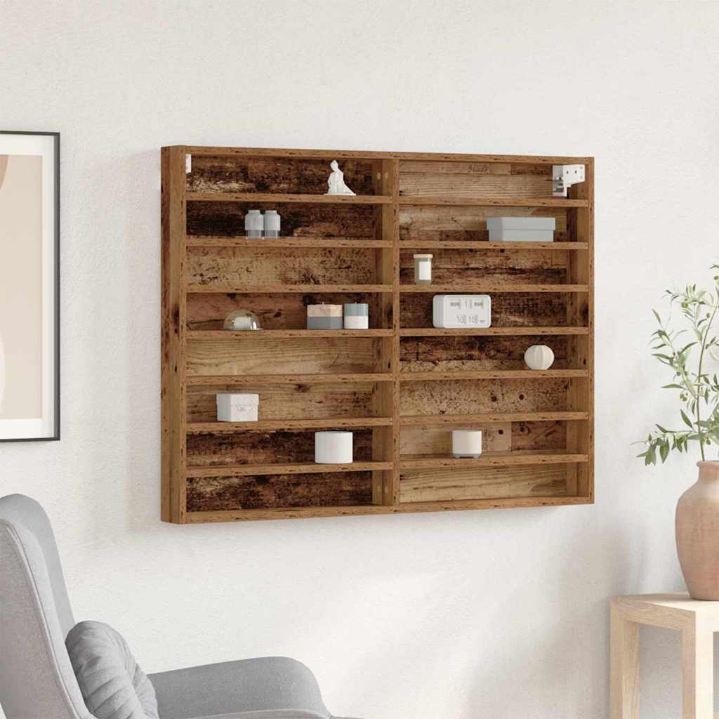 Vitrine Kaappi Vanha Puu 100x8,5x75 cm Keinotekoinen Puu