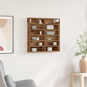 Vitrína s policí Staré dřevo 60 x 8,5 x 58 cm kompozitní dřevo - obrázek 1
