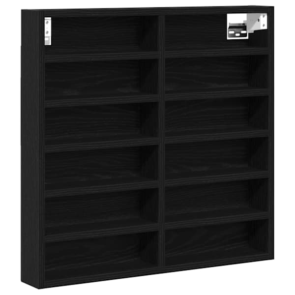 vidaXL V&auml;ljapanekukapp Seinale kinnitav Must tamm 60 x 8,5 x 58 cm