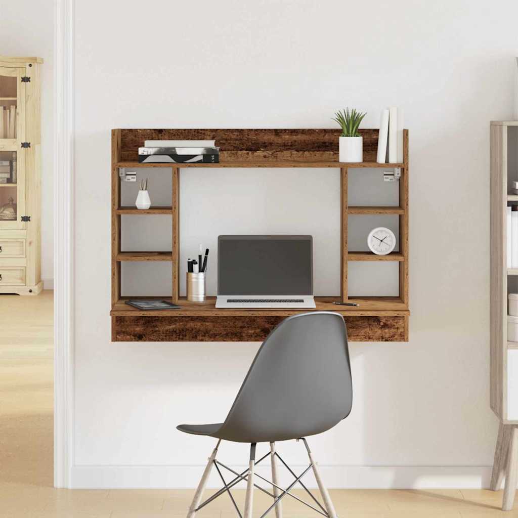 bureau mural en bois ancien 105x48x75 cm en bois d'ingénierie