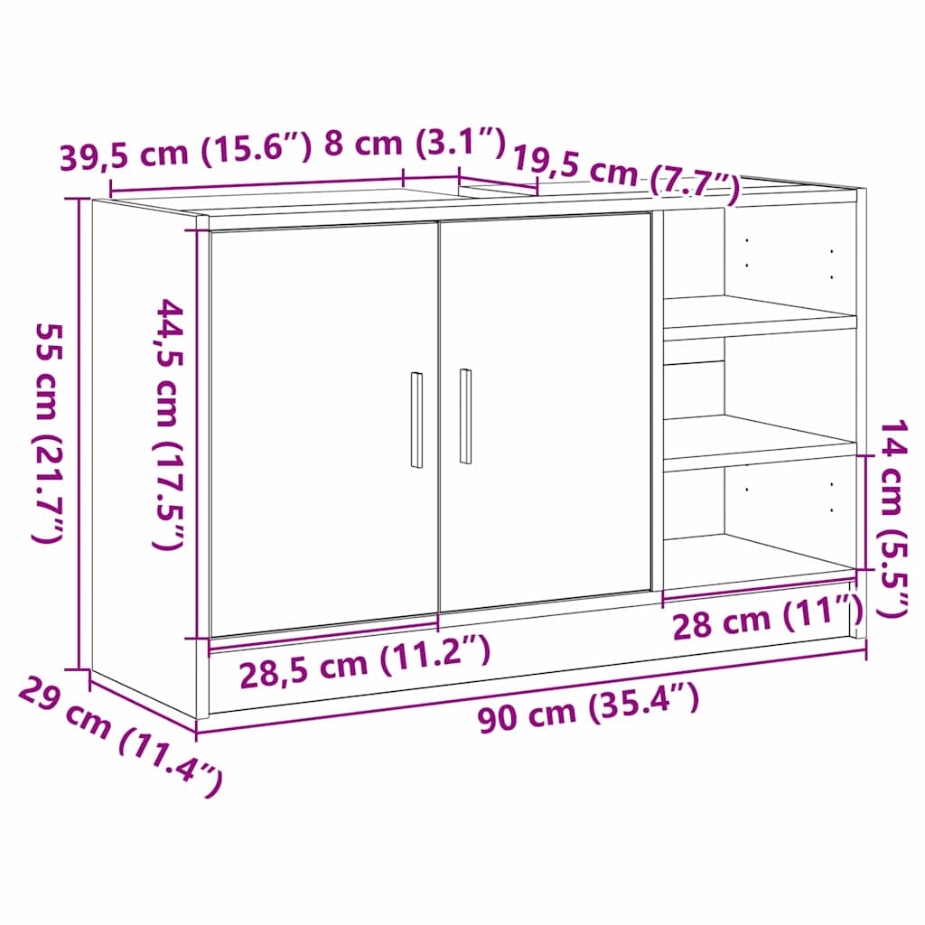 Koupelnová skříň s policí Artisanový dub 90 x 29 x 55 cm - obrázek 15