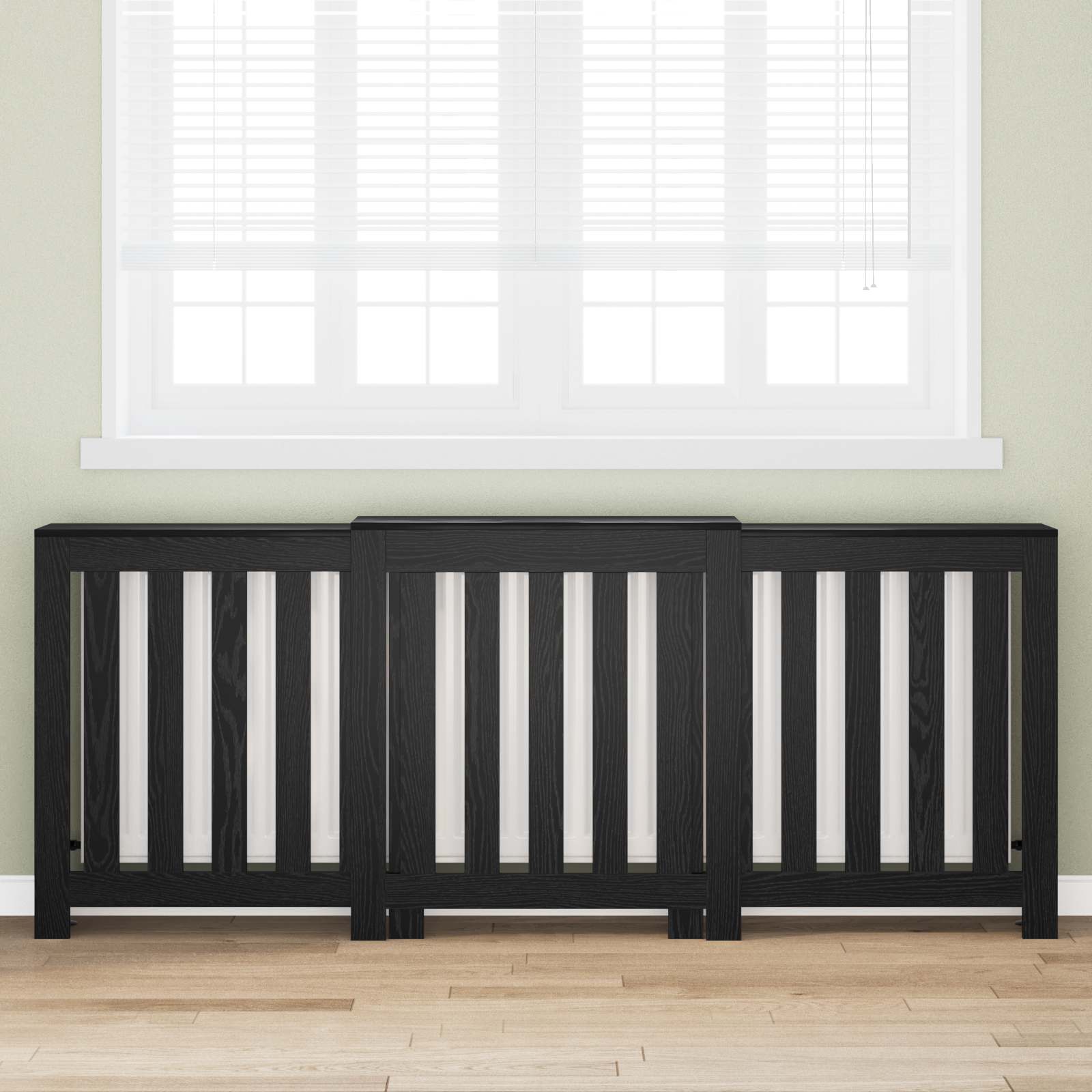 vidaXL Capac pentru radiator Stejar Negru 205 x 21,5 x 83,5 cm