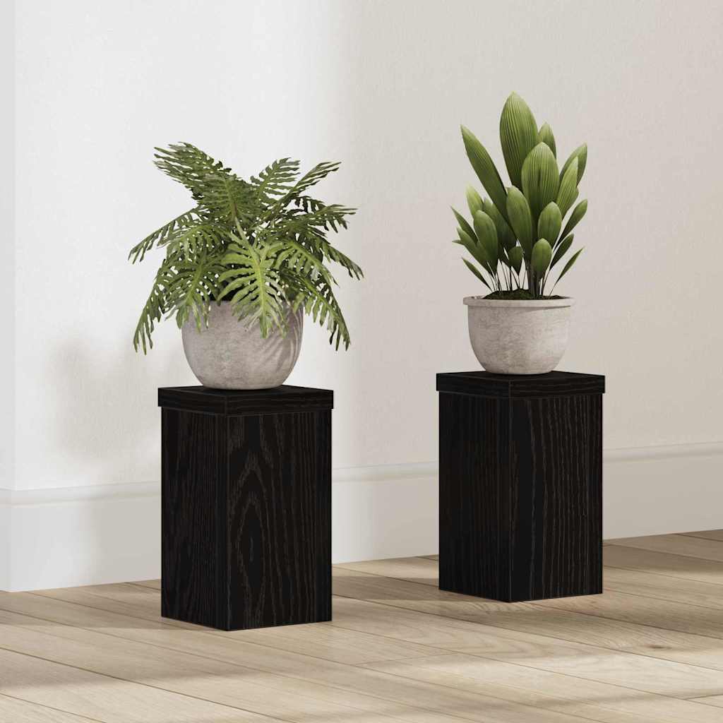 Stojany na rastliny 2 ks čierny dub 10x10x18 cm z dreva 869228