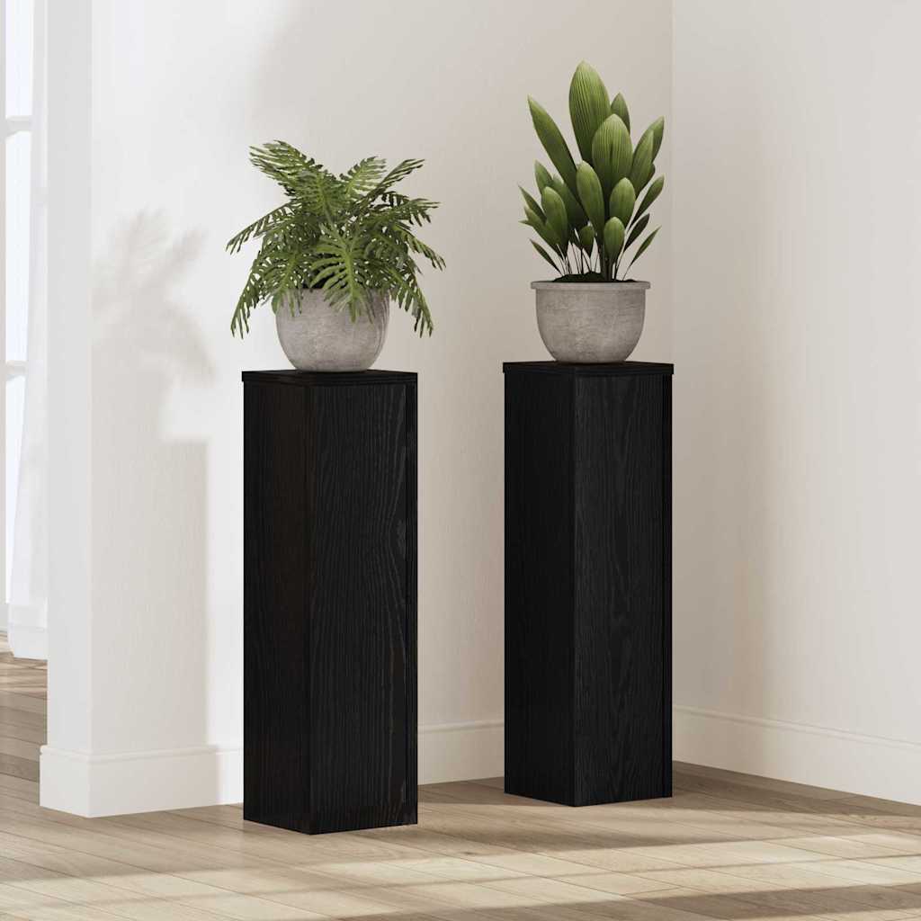 Stojany na rastliny 2 ks Čierny dub 17x17x60 cm Inžinierske drevo 869233