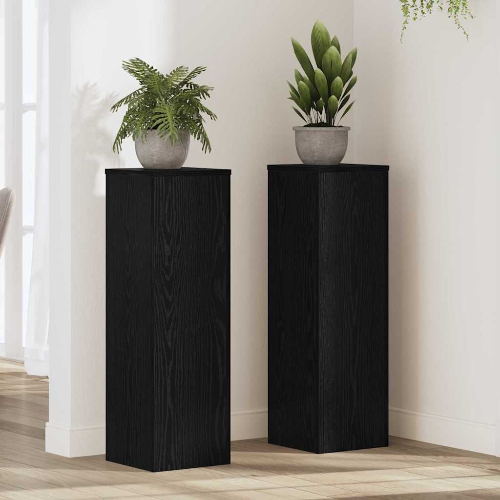 Stojany na rastliny 2 ks – čierny dub, 25 x 25 x 80 cm, umelé drevo 869234