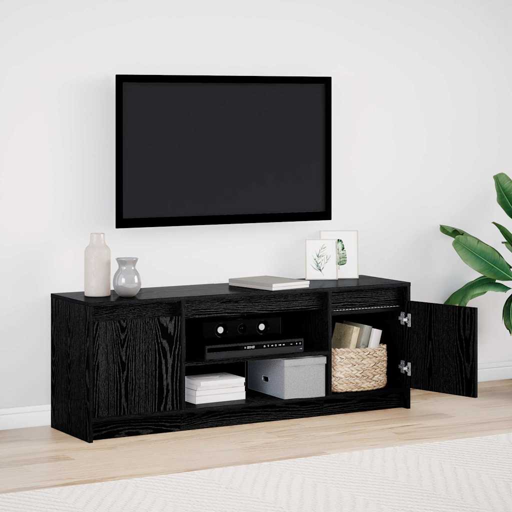 Televiisorikapp LED mustast tammest 139.5x34x50 cm tehispuit