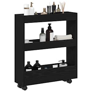 Úzký úložný vozík Černý dub 60 x 18 x 70 cm kompozitní dřevo - obrázek 3