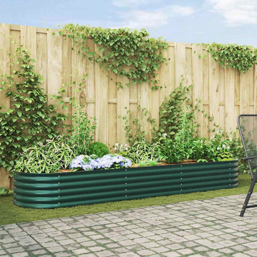 Aianduse tõstetud voodi roheline 320x80x44 cm kuumutatud teras