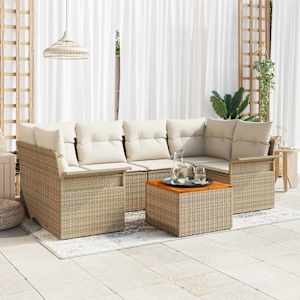 Vrtna sedežna garnitura z blazino 7 pcs Bež poli ratan