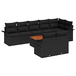 vidaXL Aia Diivanikomplekt 9 tk Must pol&uuml;rotang