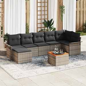 Vrtna sedežna garnitura z blazino 8 pcs Siva poli ratan