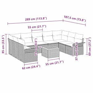 Sada zahradních pohovek 10 ks Černá polyratan - obrázek 9