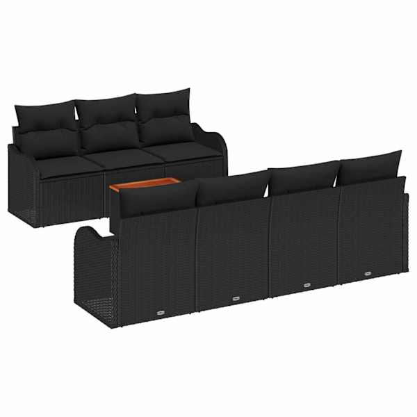 vidaXL Aia Diivanikomplekt 8 tk Must pol&uuml;rotang