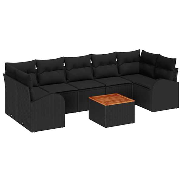 vidaXL Aia Diivanikomplekt 8 tk Must pol&uuml;rotang