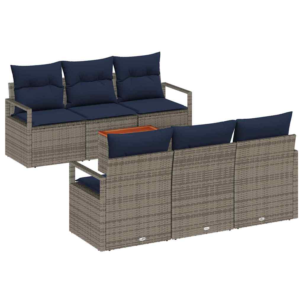 vidaXL Set de canapele pentru grădină cu pernă 7 pcs Gri poliratan