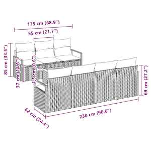 Sada zahradních pohovek 8 ks Béžová polyratan - obrázek 8