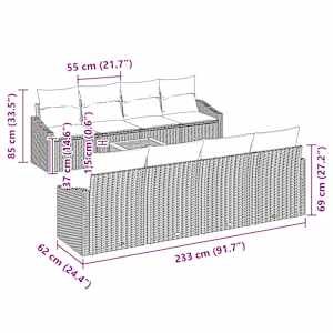 Sada zahradních pohovek s polštářem 9 pcs Černá polyratan - obrázek 8