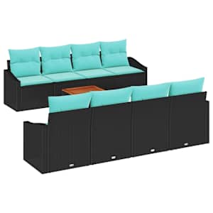 Sada zahradních pohovek s polštářem 9 pcs Černá polyratan - obrázek 2