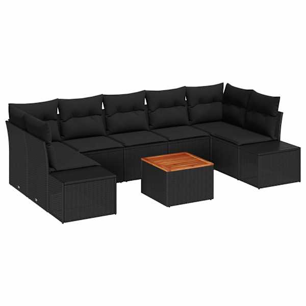 vidaXL Aia Diivanikomplekt 8 tk Must pol&uuml;rotang
