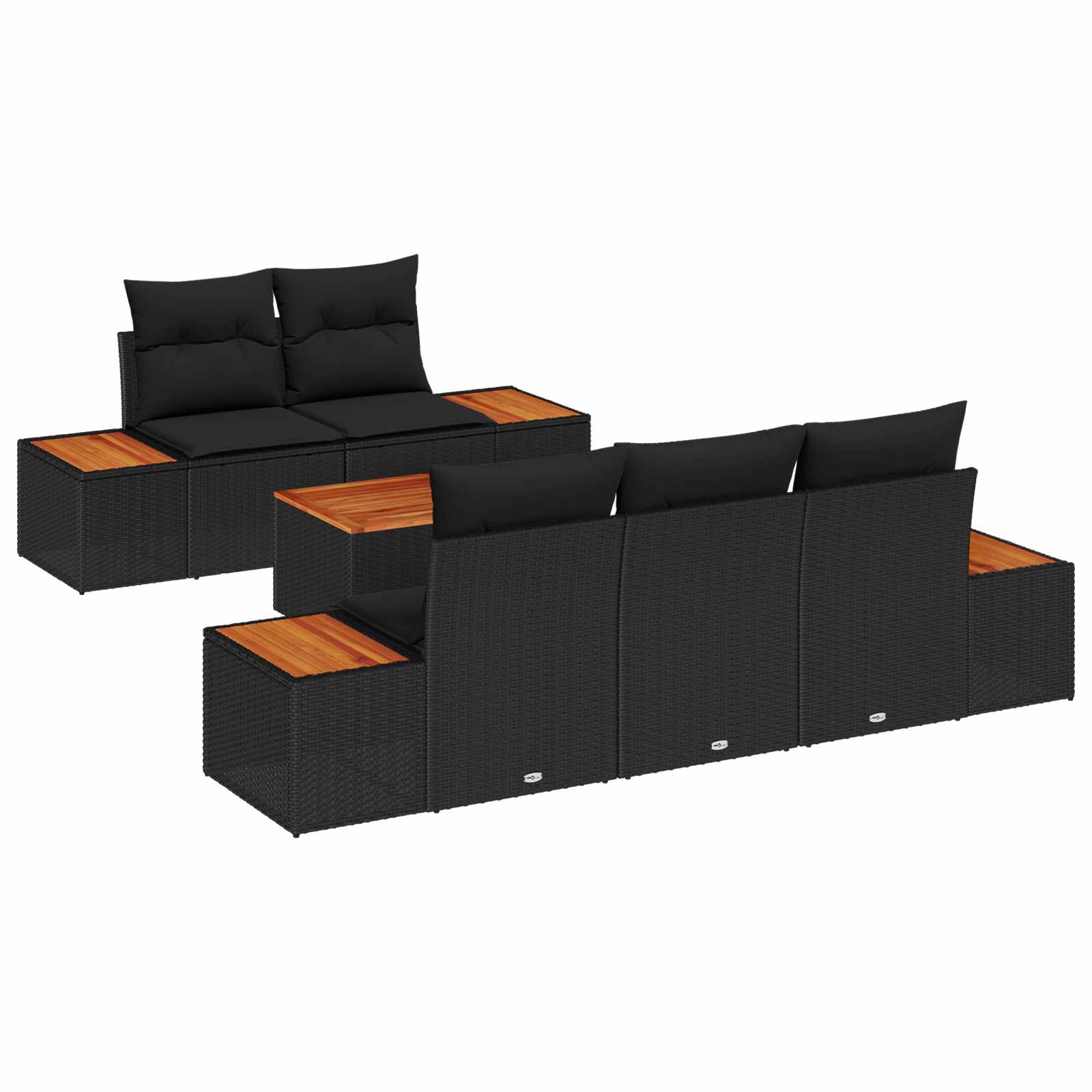 vidaXL Set de canapele pentru grădină cu pernă 6 pcs Negru Rattan poli