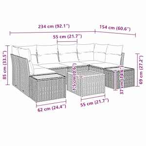 Sada zahradních pohovek s polštářem 6 pcs Černá Poly ratan - obrázek 9