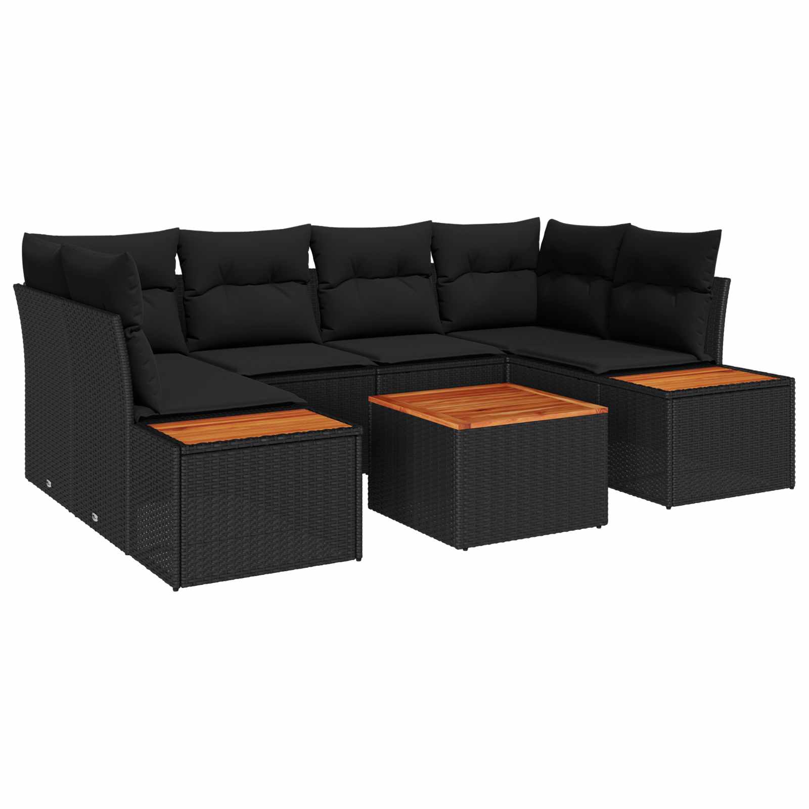 vidaXL Set de canapele pentru grădină cu pernă 6 pcs Negru Rattan poli