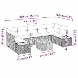 Sada zahradních pohovek s polštářem 8 pcs Béžová Poly ratan - obrázek 9