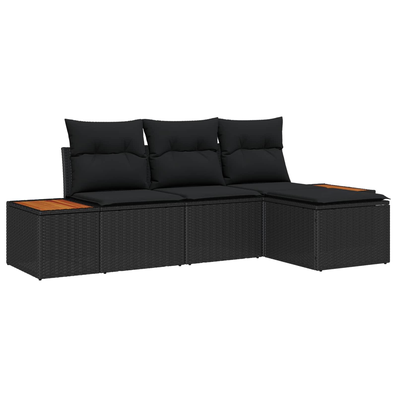 vidaXL Gartensofa-set mit Kissen mit Kissen 4 pcs Schwarz Poly-Rattan
