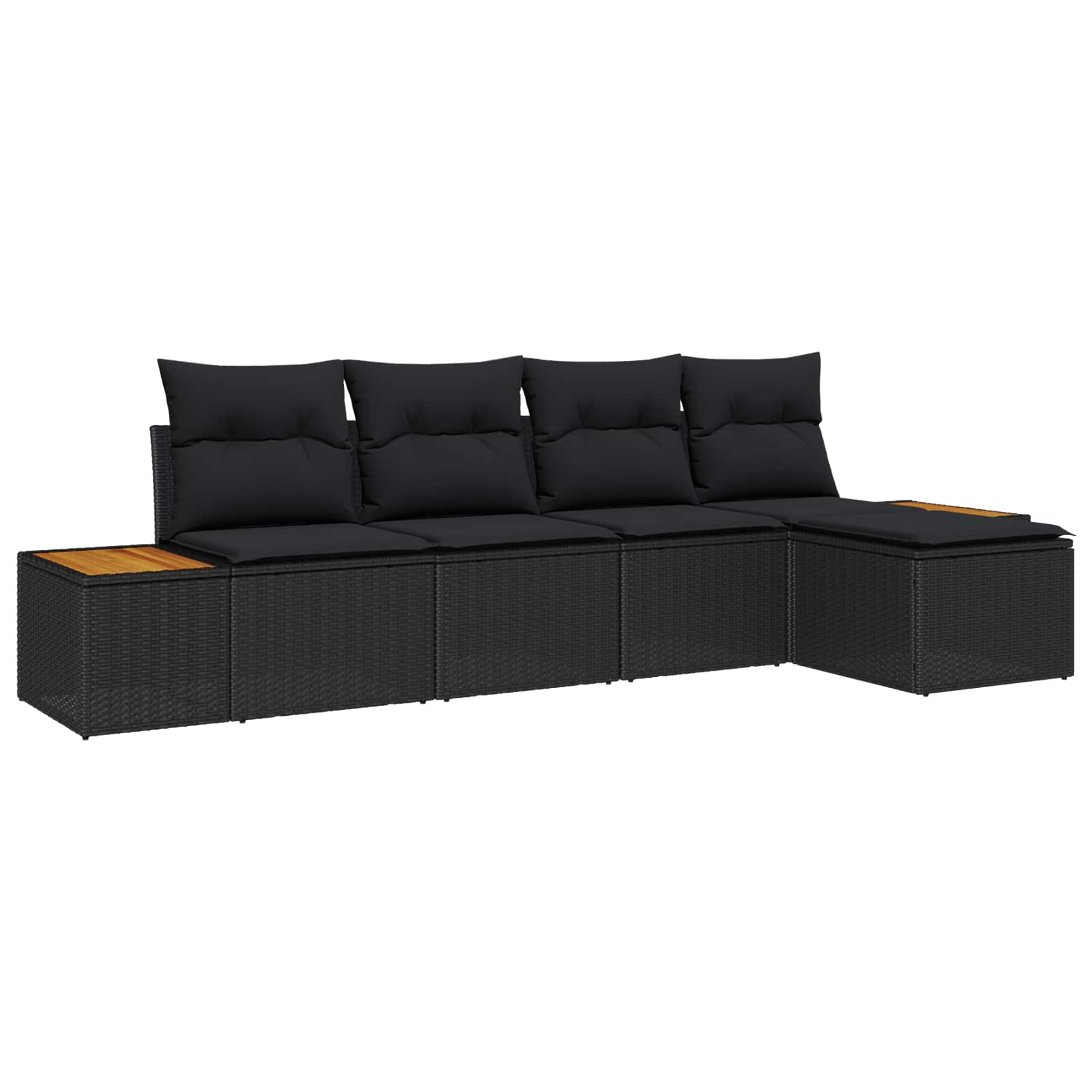 vidaXL Set de canapele pentru grădină cu pernă 5 pcs Negru Rattan poli