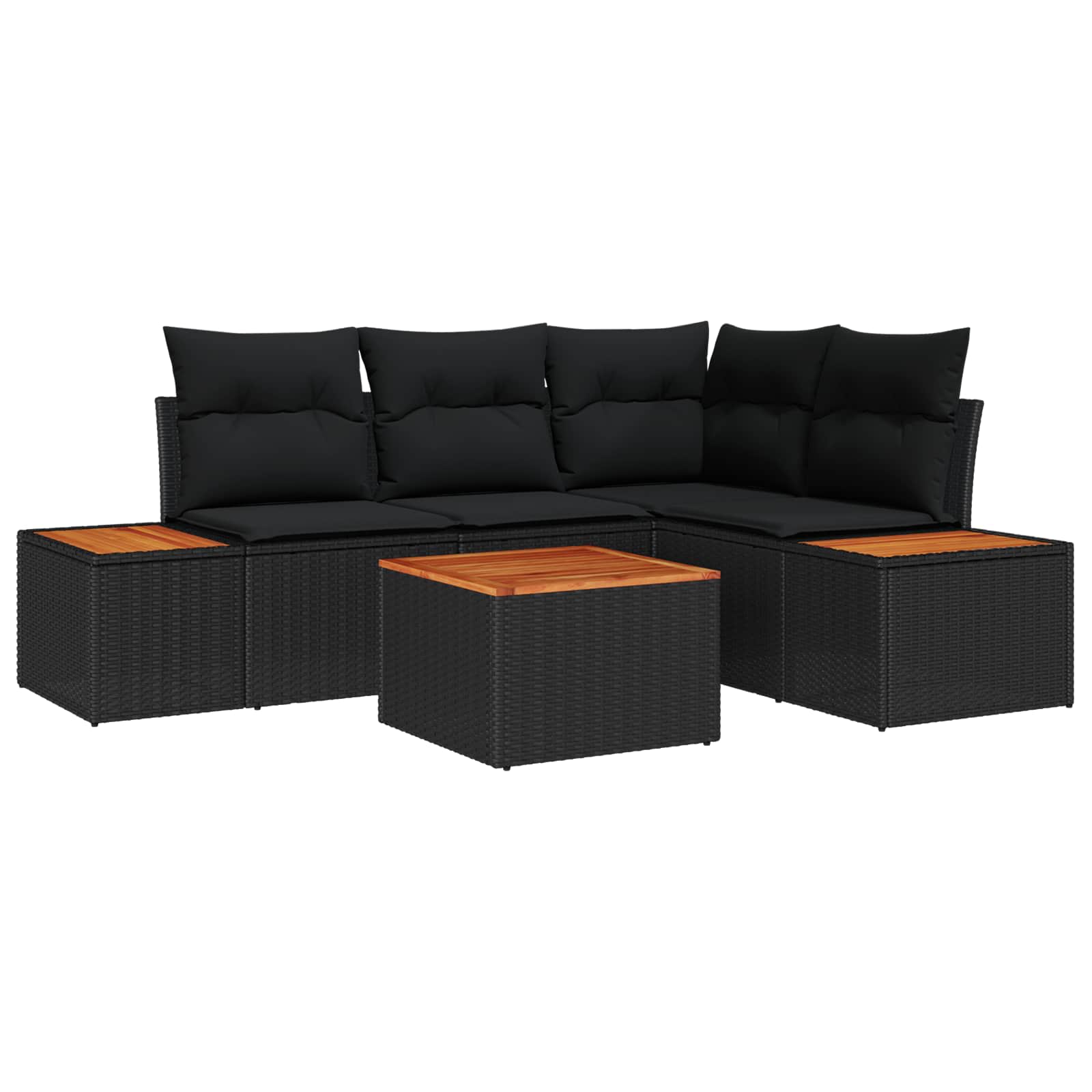 Conjunto de sofá de jardín 5 pcs Negro ratán sintético