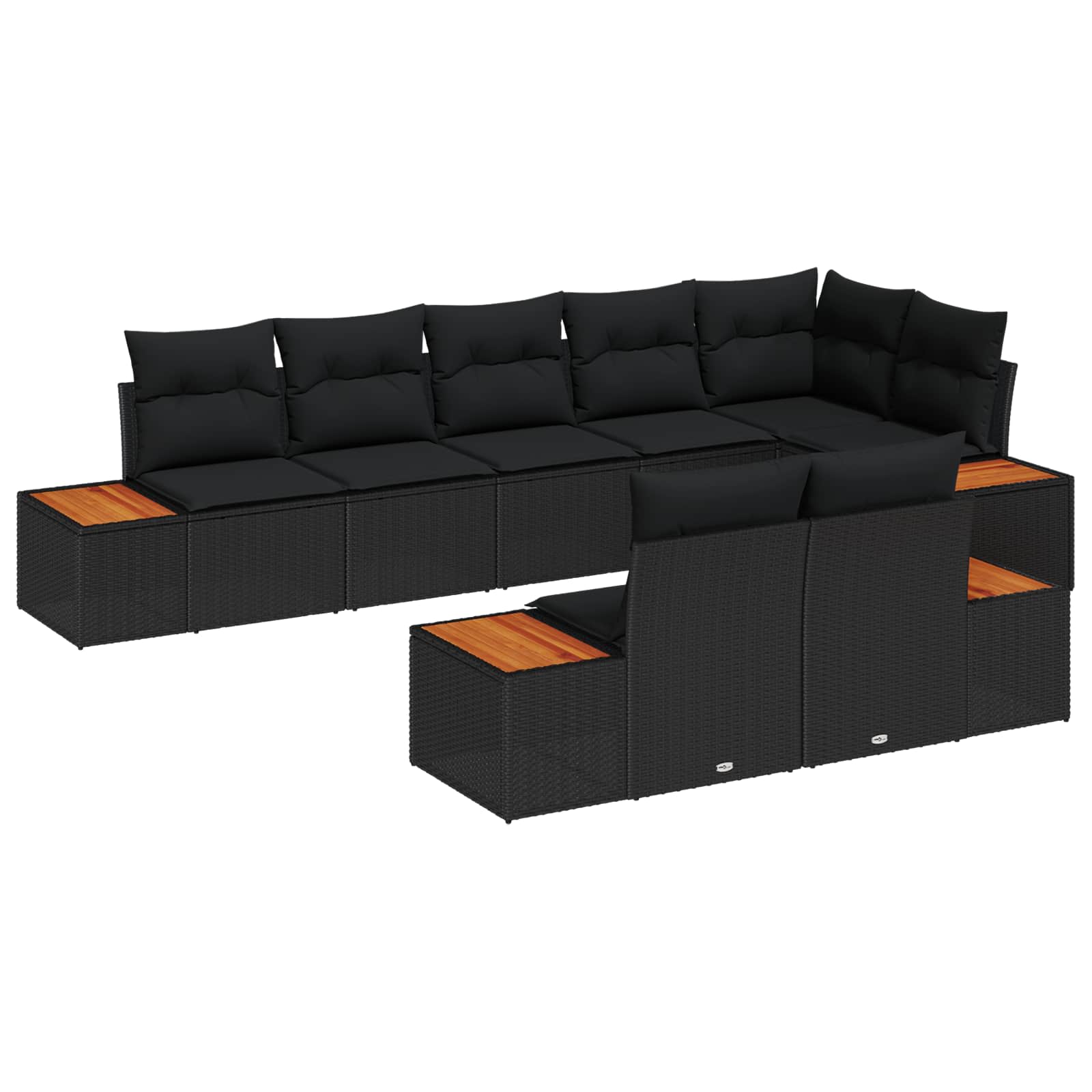 vidaXL Gartensofa-set mit Kissen 8 pcs Schwarz Poly Rattan