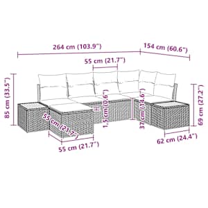 Sada zahradních pohovek s polštářem 6 pcs Černá polyratan - obrázek 9