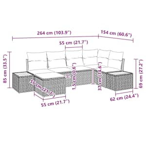 Sada zahradních pohovek s polštářem 6 pcs Černá polyratan - obrázek 9