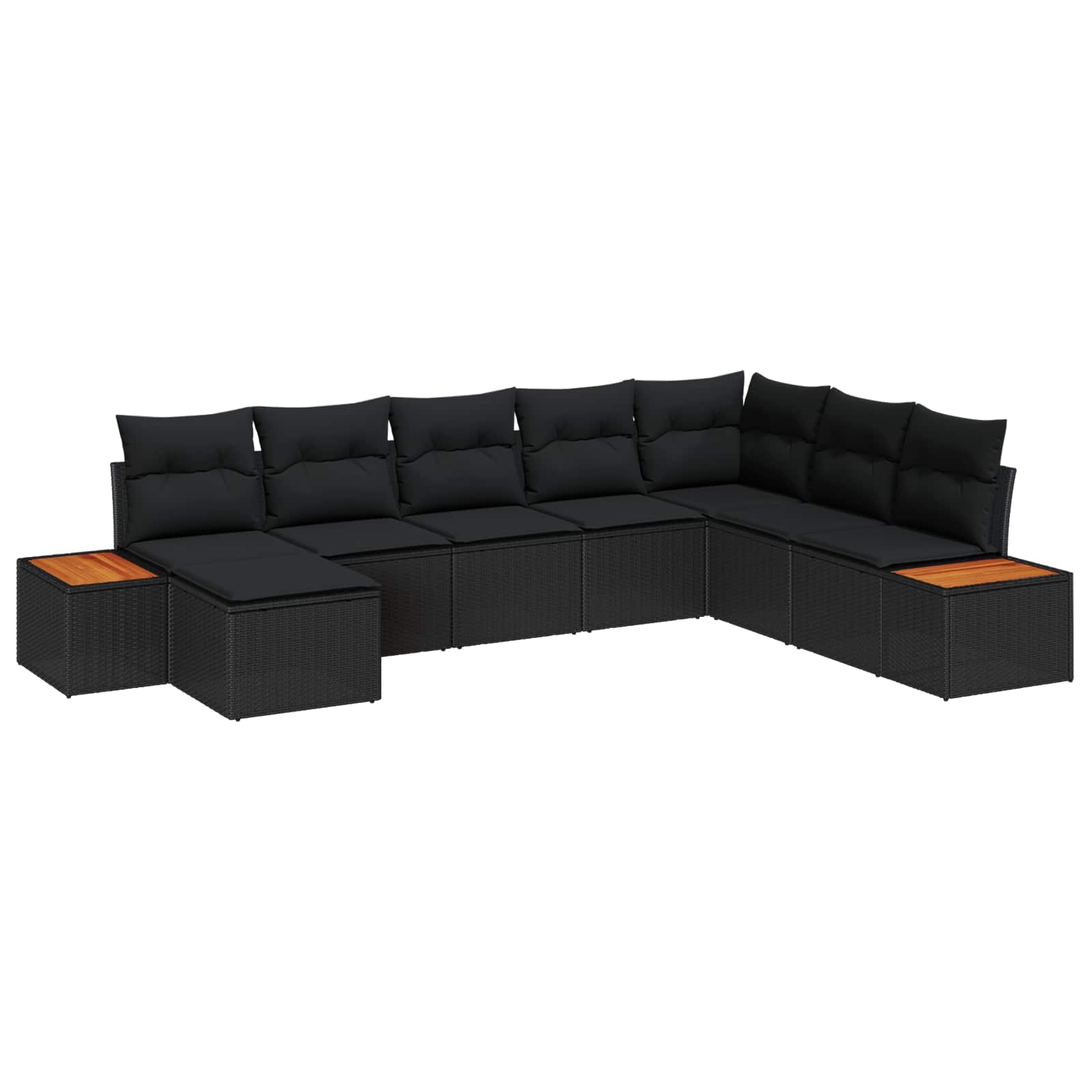 vidaXL Gartensofa-set mit Kissen 8 pcs Schwarz Poly Rattan