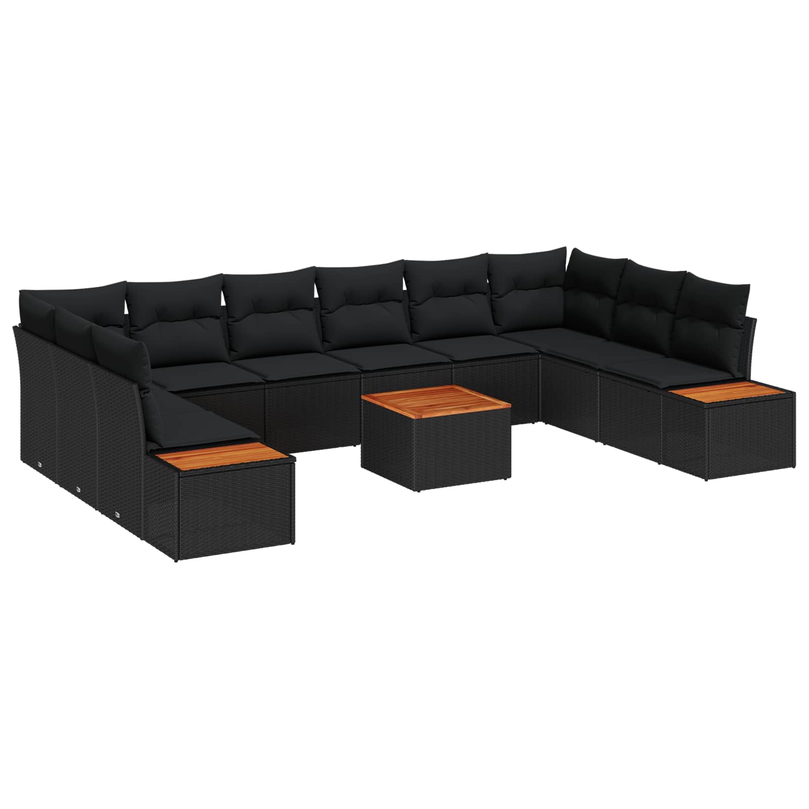 vidaXL Gartensofa-set mit Kissen 11 pcs Schwarz Poly Rattan