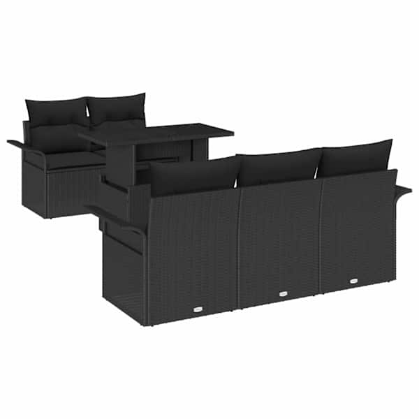 vidaXL Aia Diivanikomplekt 6 tk Must pol&uuml;rotang