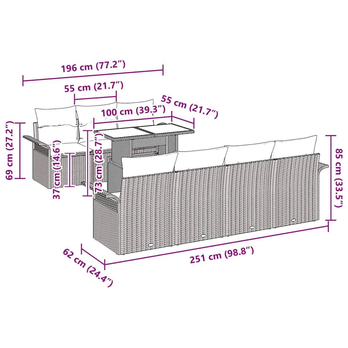 Havesofa Sæt 8 stk. polyrattan - Billede 10