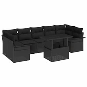 vidaXL Aia Diivanikomplekt 8 tk Must pol&uuml;rotang