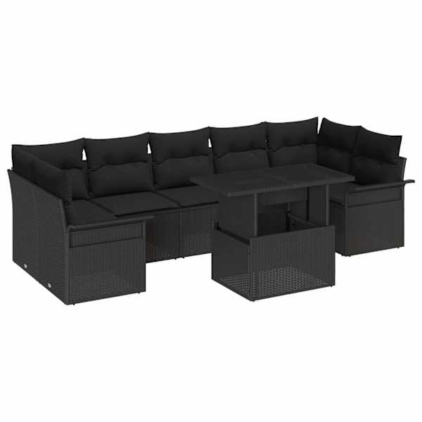 vidaXL Aia Diivanikomplekt 8 tk Must pol&uuml;rotang