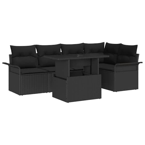 vidaXL Aia Diivanikomplekt 6 tk Must pol&uuml;rotang