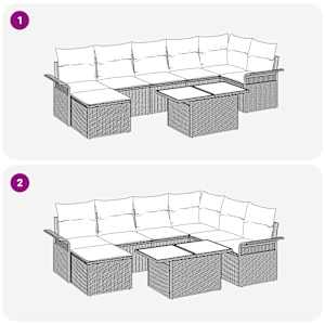 Sada zahradních pohovek s polštářem 8 pcs Béžová Poly ratan - obrázek 9