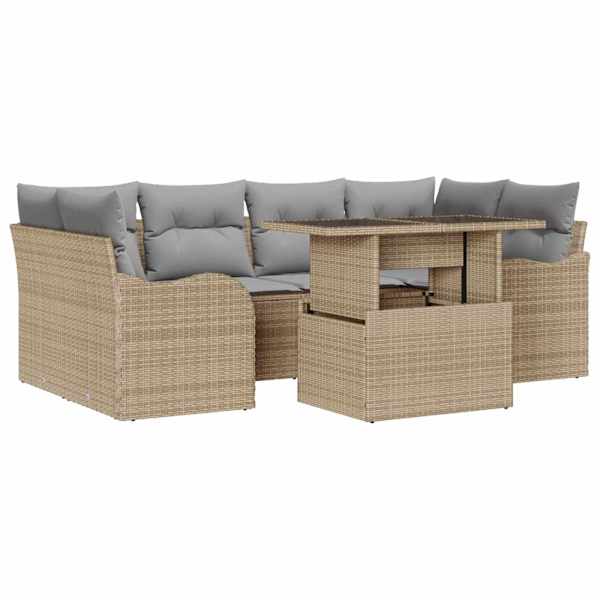 vidaXL Aia Diivanikomplekt 7 tk Beež pol&uuml;rotang